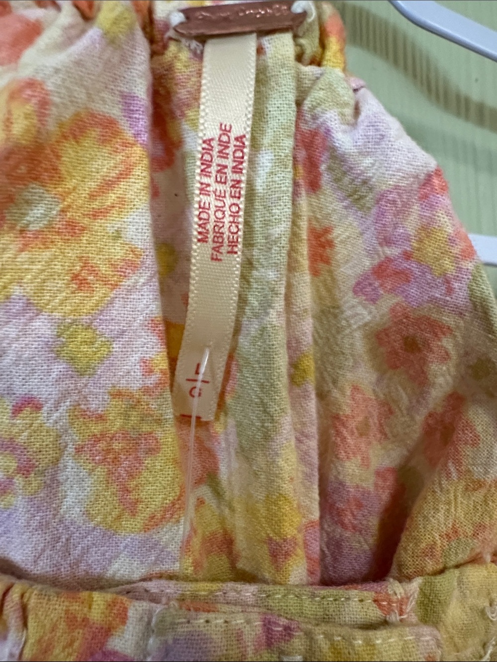 BWT Free People Women's Floral Off-Shoulder Button Front Top - Pink & Yellow - Picture 5 of 11